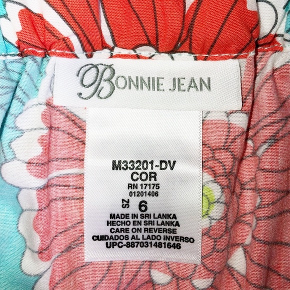 NEW BONNIE JEAN SIZE 6 BLUE / ORANGE FLORAL DRESS - Picture 6 of 8